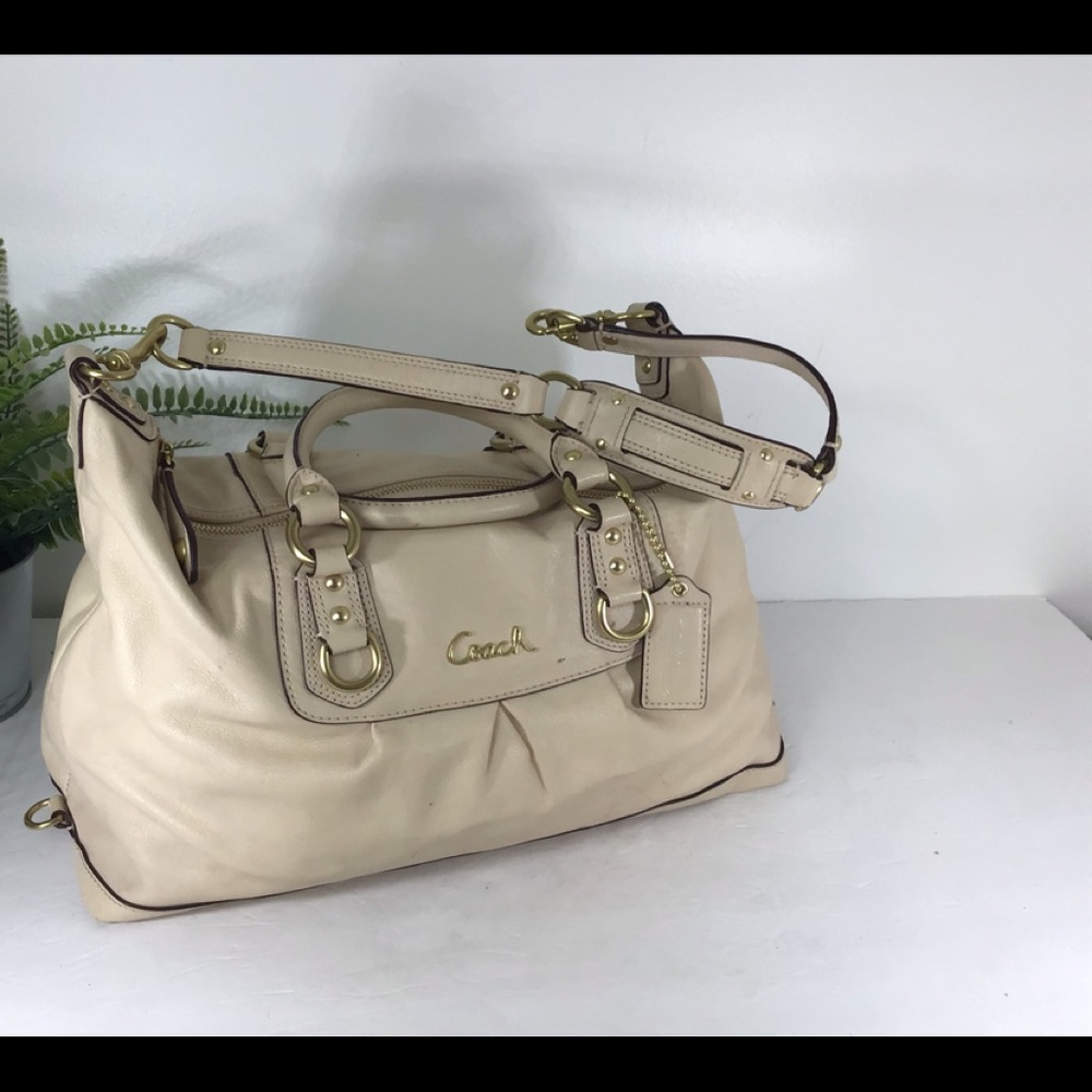 COACH ASHLEY IVORY LEATHER SATCHEL HANDBAG - Picture 3 of 16
